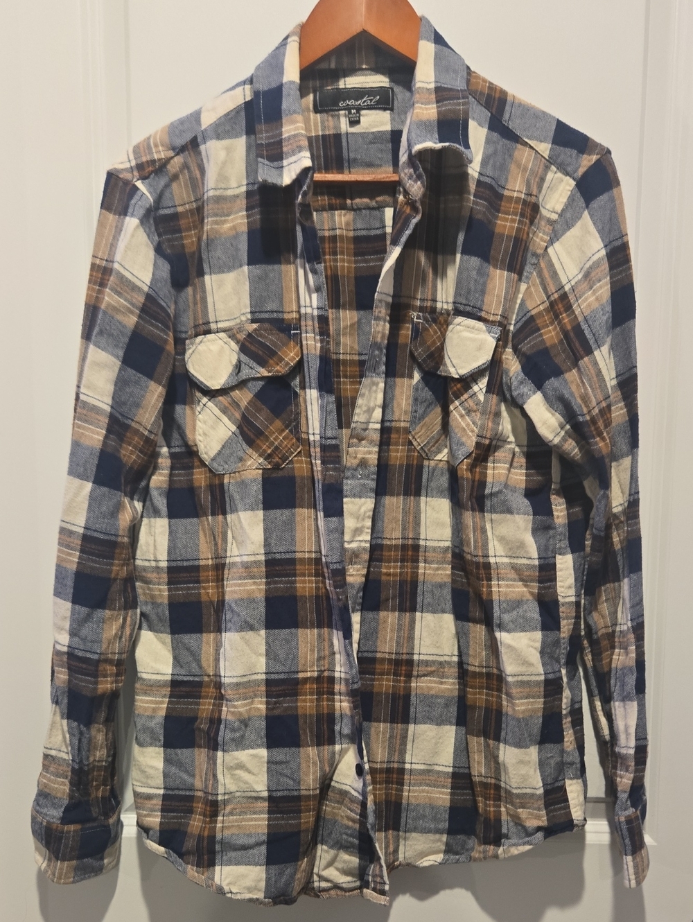 Coastal Blue and Brown Plaid Button-Down Shirt